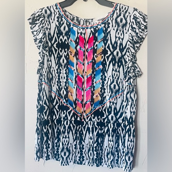 Savanna Jane Tops - Savanna Jane embroidered colorful blouse large EUC